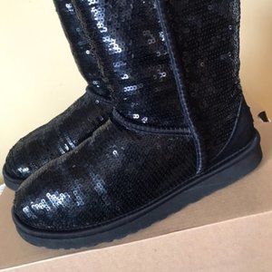 Ugg Australia Short Black Sparkle Sequin boots women's size 7